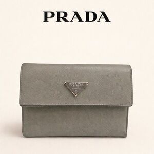 Prada Saffiano Leather Trifold Wallet - Sage